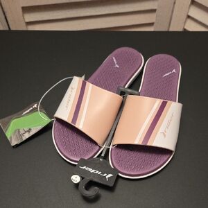 Riders by Lee Women's Purple and Cream Slide Sandals